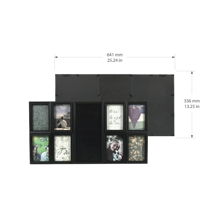 7 Pack 12x12 Picture Frames without Mat or 8x8 Photo Frame with Mat,  Classic 12 by 12 Photo Frame for Wall Mount or Tabletop,Black