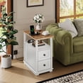 thumbnail image 3 of GALAXHERO Narrow Side Table with Charging Station Wooden End Table with 2 Drawers for Living Room, Bedroom, Small Space White, 3 of 7