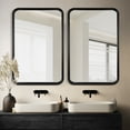 thumbnail image 6 of Magnifique Rectangle Arc Wall Mirror with Wood Frame for Bathroom Vanity 24" x 36",Black, 6 of 8
