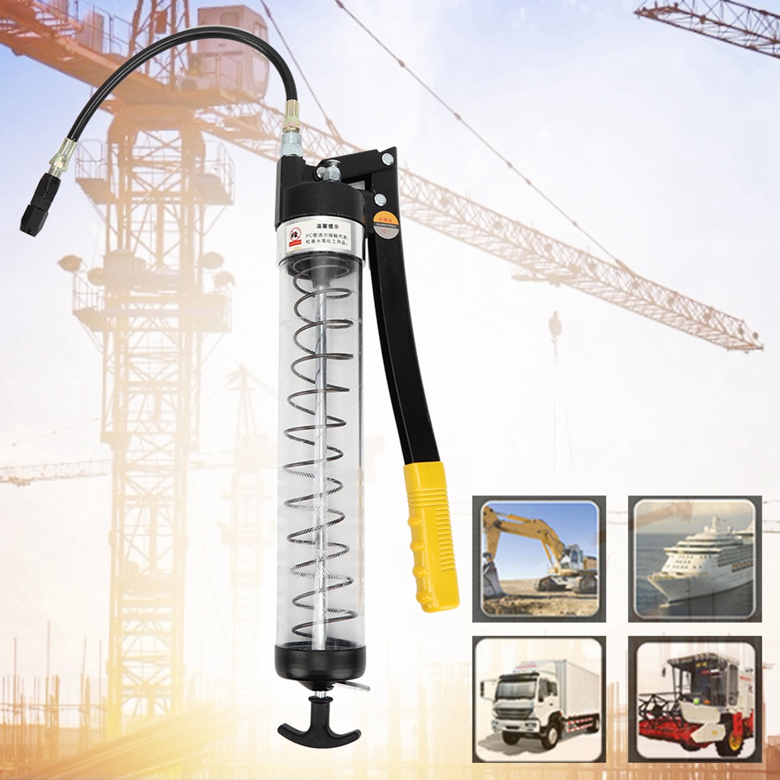 6000PSI Grease Gun Visible Transparent Tube Portable Auto Car Tool Accessory