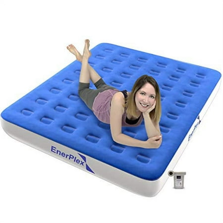 EnerPlex Luxury 9 Inch Queen Never-Leak Air Mattress including High Speed Pump Blue