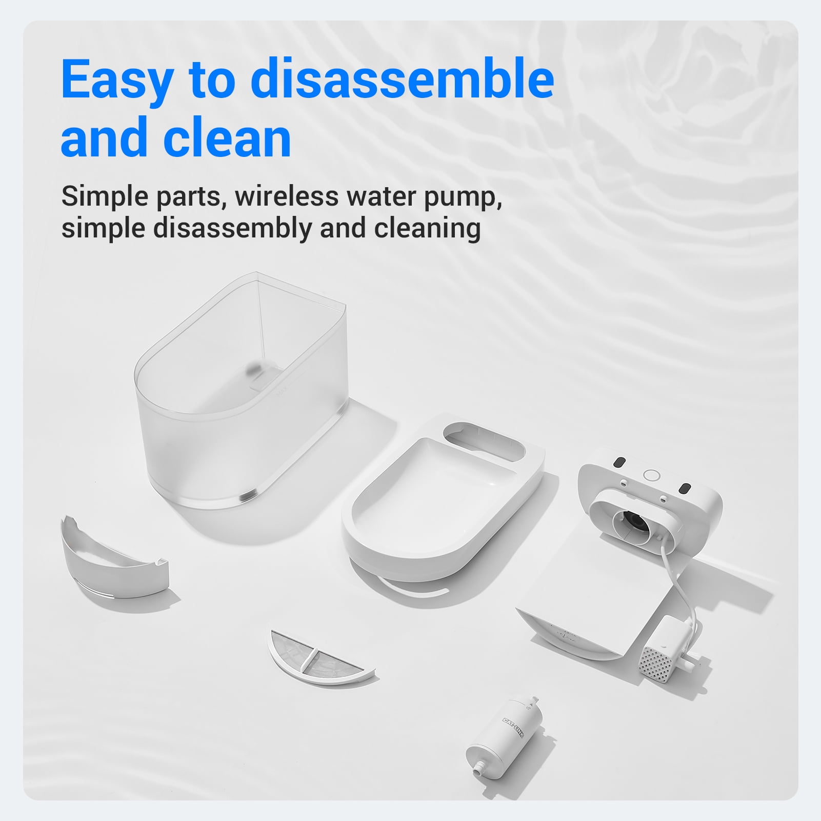 CATLINK W03 Wireless Cat Water Fountain with APP Control, 5000mAh Battery Operated, 2300ml, Health Report