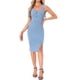 thumbnail image 2 of Vestido de mezclilla sin mangas con cremallera en el cuello y abertura lateral para mujer Inspire Chic, color azul claro, talla M, 2 of 6