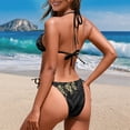 thumbnail image 5 of chaqlin Women's Halter Neck Two-Piece Bikini Set - Vintage Gold Hawaiian Floral Tribal Print, Tie Side Bottoms, Quick Dry Swimwear for Beach Vacation & Pool Party, 5 of 9