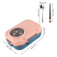 thumbnail image 4 of Thermal Lunch Box 1100ml Double Layer 3 Grid Design 304 Stainless Steel Bento Box with Chopsticks Spoon Soup Bowl Pink, 4 of 5
