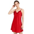 thumbnail image 2 of Wxolcjlv Solid Print Nightgown for Women Spaghetti Strap Lace Satin Sleep Dress Nightwear, 2 of 4