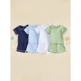 thumbnail image 3 of Loicainy Baby Toddler Boy Summer Clothes Set 6 12 18 24 Months 2T 3T 4T Short Sleeve Doll Collar Tops Elastic Shorts Outfits, 3 of 9
