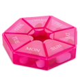 thumbnail image 1 of Paquete de 4 organizadores de pastillas semanales, caja de pastillas de 7 días,caja portátil de flores, caja para pastillas, aceite de pescado, medicina, suplementos, organizador, rojo oso de fresa Hogar, 1 of 5