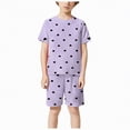 thumbnail image 4 of TOWED22 Infant Summer Clothes 2 Piece Sets Print Shirt Tee + Elastic Waist Shorts Casual Outfits Toddler Girl Clothing(Purple,6-7 Y), 4 of 6