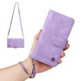 thumbnail image 1 of Mantto Galaxy Z Fold 3 5G Cover, Wallet Card Slot Crossbody/Shoulder Strap + Wristlet Strap Magnetic Premium PU Leather Zipper Pocket With Kickstand For Samsung Galaxy Z Fold 3 5G, Purple, 1 of 14
