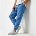 thumbnail image 4 of Mens Cotton Linen Pants Casual Elastic Waist Drawstring Yoga Joggers Summer Vacation Beach Pants Tapered Trousers, XL, 4 of 6