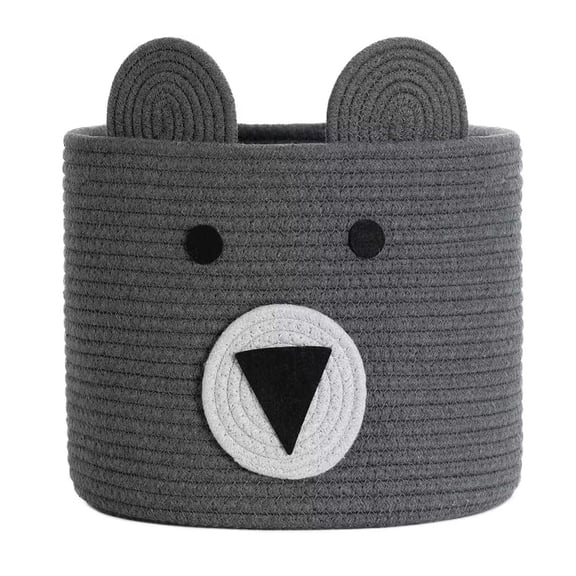 Homearda Cotton Rope Basket,Baby Hamper,Cute Bear Basket,Storage Basket,Woven Laundry Hamper,Toy Storage Bin,Gifts -Pet or Baby Gift Baskets-Grey,12(D) x 10(H) -easy to reshape