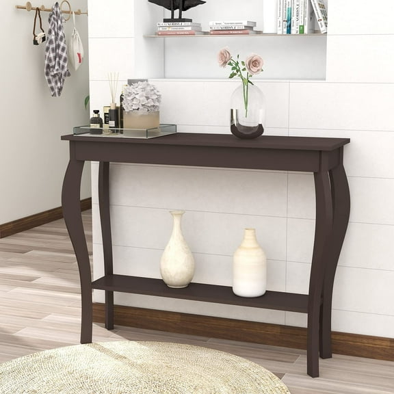 WANBIN Narrow Console Table, Chic, Espresso