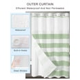 thumbnail image 2 of No Hook Cloth Fabric Shower Curtain with Snap in Liner, Sage Green Striped Waterproof Shower Curtains Set with See Through Top Window, Farmhouse Vintage Stripes Bath Curtains Shower 54"x78", 2 of 6