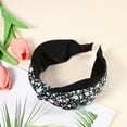 thumbnail image 6 of 1 Pc Fashion Floral Knotted Headwrap for Women for Girls 5.91"x2.56" Black, 6 of 6