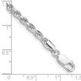 thumbnail image 2 of 925 Sterling Silver Rhodium Plated 3mm Sparkle-Cut Rope Chain Bracelet 9 Inch Link Bracelet for Women and Men, 2 of 2