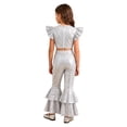 thumbnail image 4 of iiniim Girls Sequin Dance Outfit Hip Hop Jazz Crop Top and Pants Stage Performance Silver 12, 4 of 7
