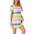 thumbnail image 4 of Camisón de Día de la Madre INSPIRE CHIC para mujeres, vestido tipo camiseta, colorido, a rayas, con mangas cortas, bata de noche, 3XL, verde, 4 of 6