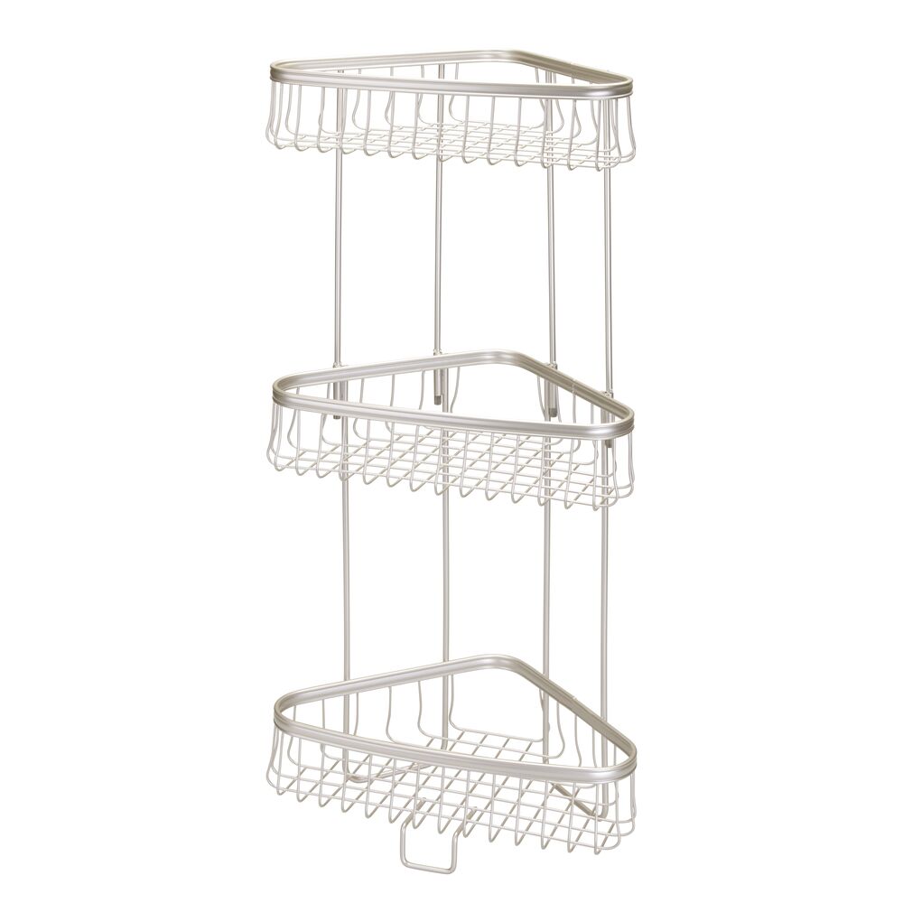 mDesign Metal 3Tier Bathroom Corner Shower Shelf Free Standing