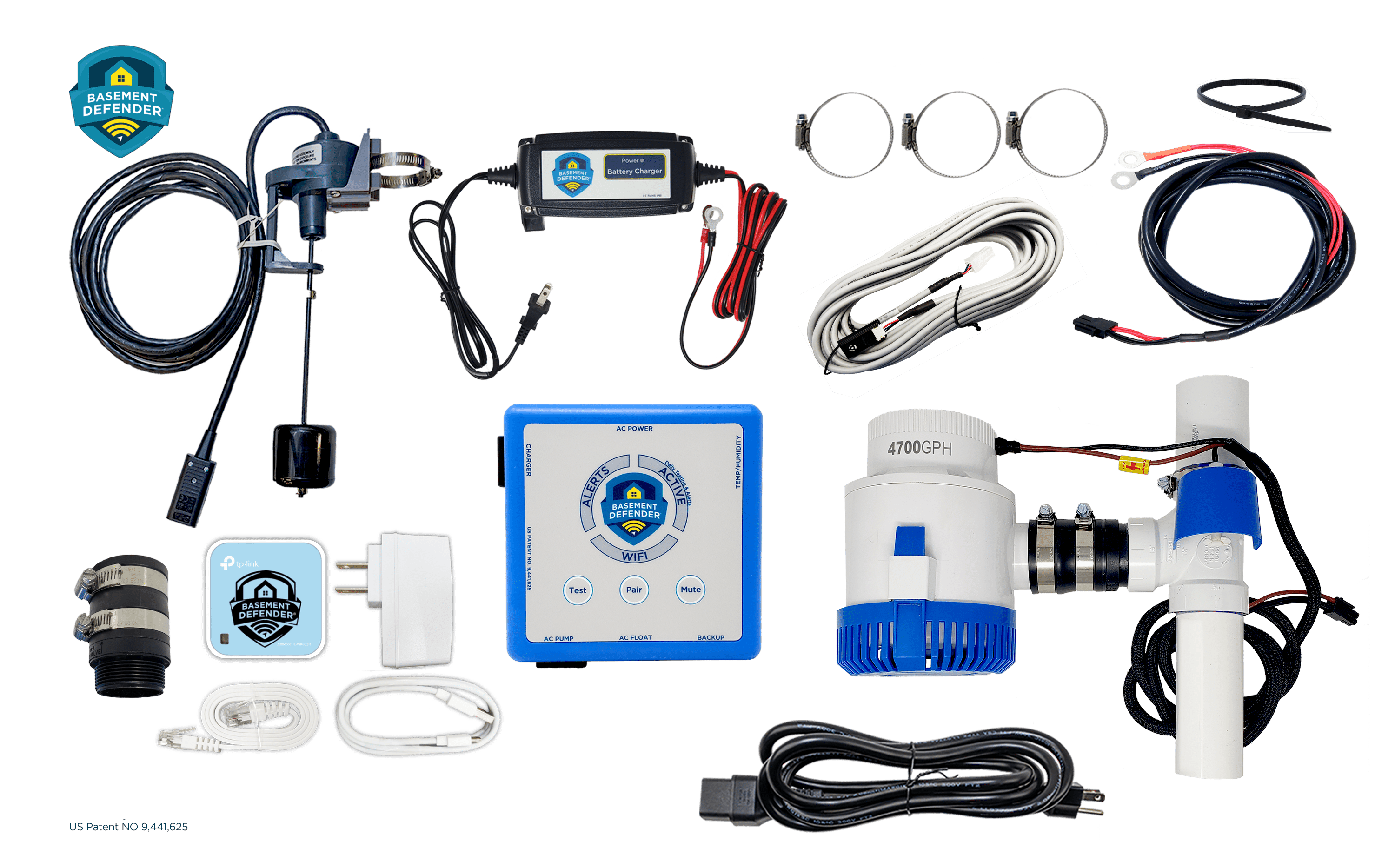 Basement Defender Battery Backup Sump Pump Monitoring System 12V 19A 1-