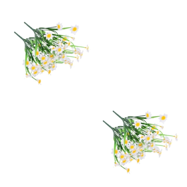 Wosthever Paquete de flores artificiales Plantas falsas para exteriores Resistente a los rayos Ramo de crisantemo salvaje Sin decoloración Blanco 2Conjunto