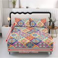 thumbnail image 5 of Jeiento Colorful Boho Floral Tile Print 3 Piece Bed Sheet Set, Deep Pocket Fitted Sheet with 2 Pillow Shams, Soft Breathable Bedding Collection for Bedroom Guest Room, King Size, 5 of 7