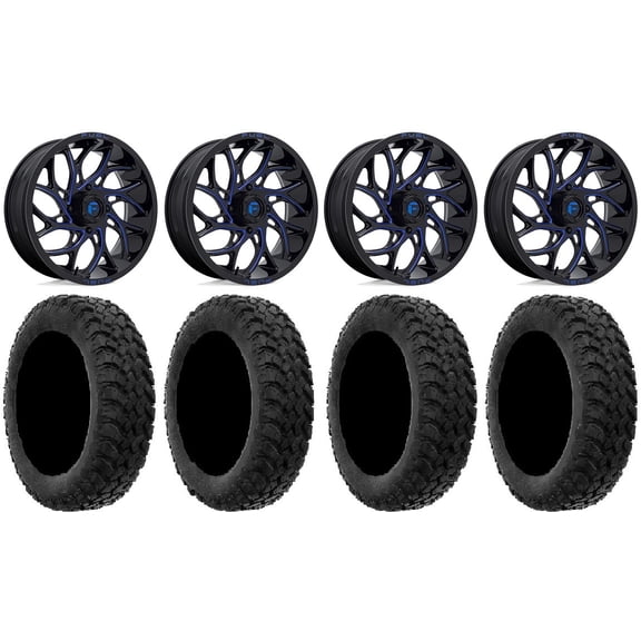 Fuel Runner 20" Wheels Blue 34" MotoHammer Tires Can-Am Maverick X3 / Honda Pioneer 1000 / Talon