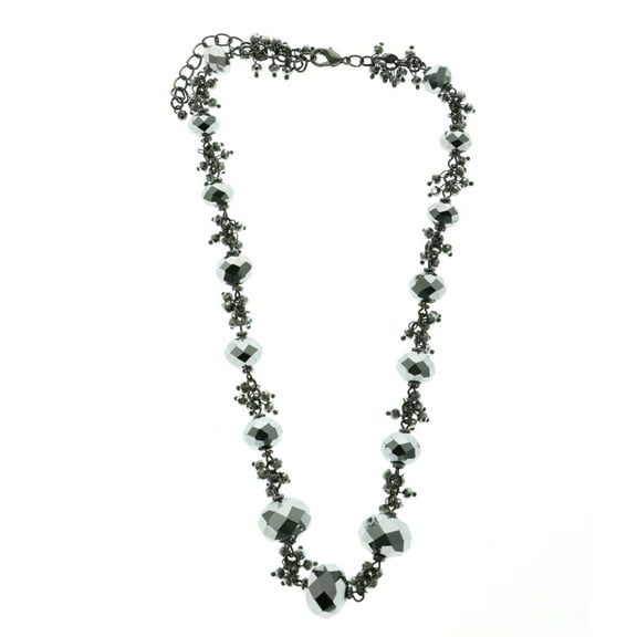 Mi Amore Dark Gray Collar Necklace With Faceted Accents TMN-B130