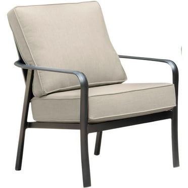 Hanover Cortino Commercial Grade Aluminum Club Chair with Plush Sunbrella Cushions, Gunmetal / Ash