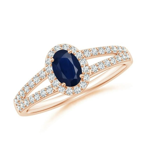 Oval Shape Blue Sapphire CZ Diamond Cocktail Band Ring Women 925 Sterling Silver Rose Gold Plated September Birthstone Mothers Day Women Gift Gemstone Jewelry