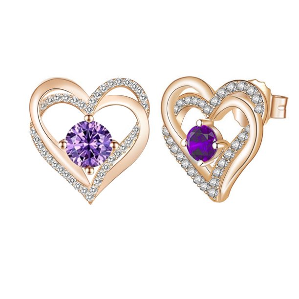 Exquisitos pendientes de tuerca con piedra natal de corazón para mujeres y niñas, joyería, regalo de cumpleaños Wmkox8yi sjalhkljlk4215