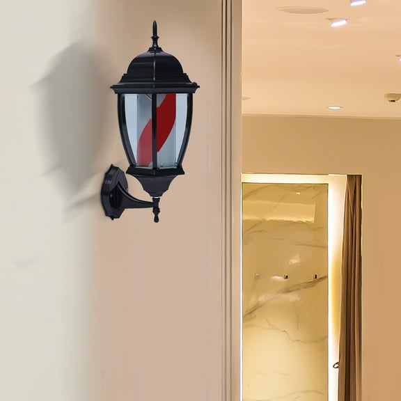 20 Inch Waterproof Barber Pole LED Rotating Stripe Light Hair Salon Barbershop Sign Wall Mounted