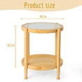 thumbnail image 4 of IVV 19.7" Round Side Table with Glass Top and Hand-Woven Rattan Shelf, Natural Rubberwood Frame Small End Table for Living Room, Balcony, Patio, 4 of 9