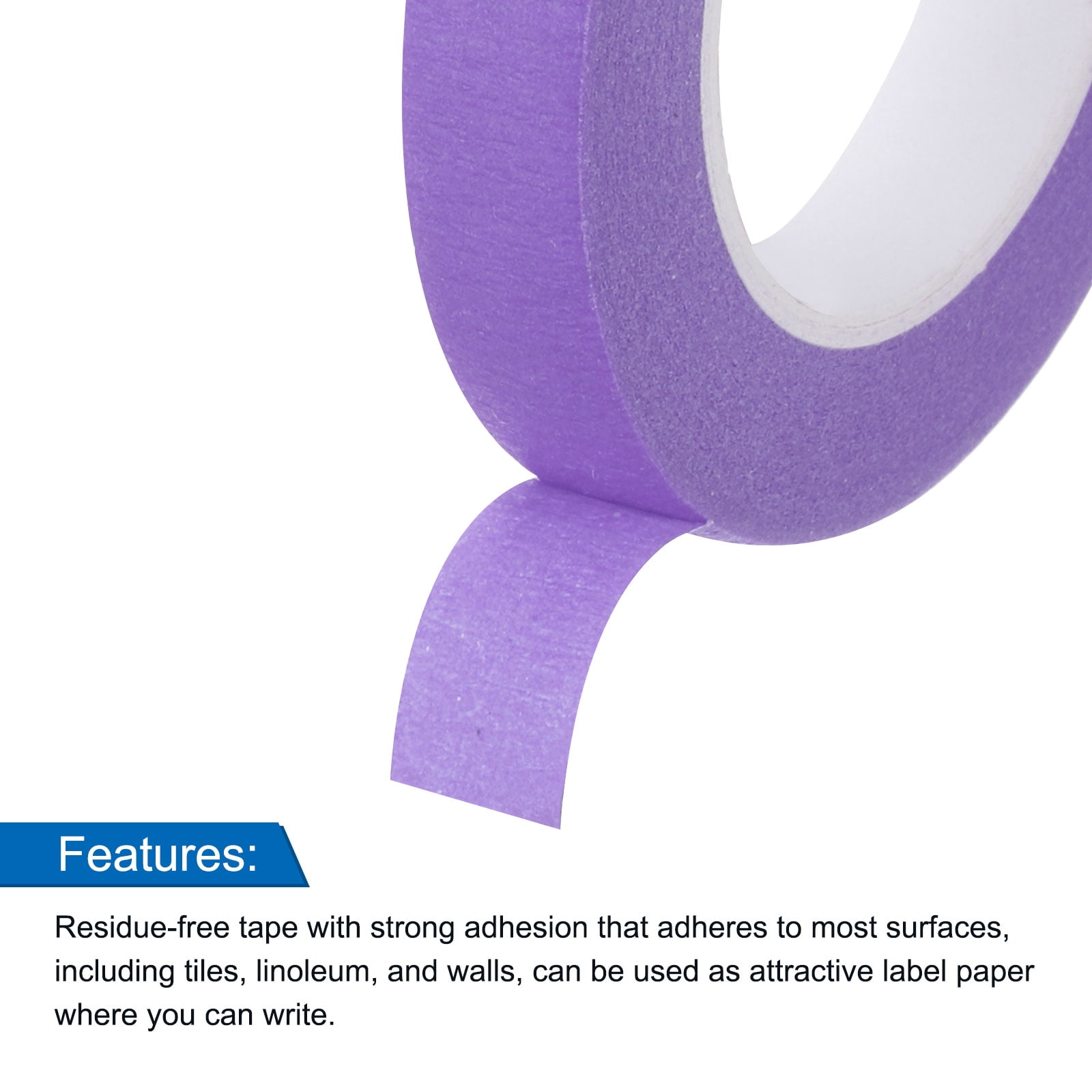 Uxcell 4Pcs 0.4 inch Wide 14 Yards Purple Masking Tape Painters Tape Rolls for Home Office