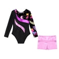 thumbnail image 3 of YONGHS Teens Kids Girls 2Pcs Dance Outfits Gymnastics Sport Leotard with Shorts Dancewear Unitard Pink 14, 3 of 7