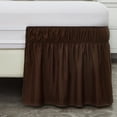 thumbnail image 4 of UniVerse Wrap Around Bed Skirt Three Fabric Sides Elastic Dust Ruffled 24 Inch Tailored Drop,Easy to Install Fade Resistant-Brown, Twin/Full, 4 of 12