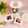 thumbnail image 6 of Januofit 24pcs White Cookie Boxes, 4x4x2.5 Inches Bakery Boxes with Window, for Mini Cake Treat Dessert Pastry Donuts Macaroon Strawberries Chocolate Candy (with Stickers), 6 of 7