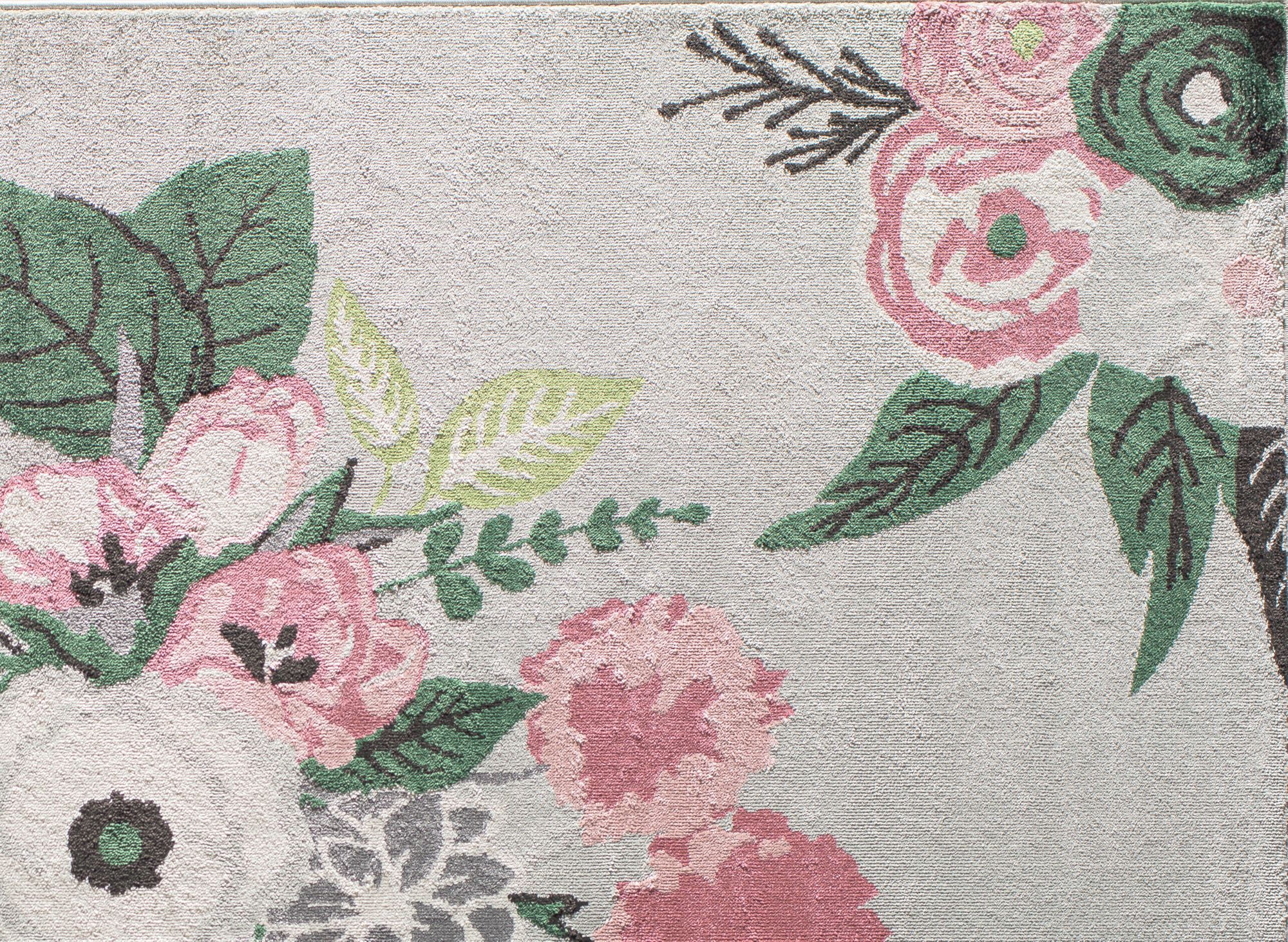 Rugs America Hanna VA40C Rose Garden Gray Floral Transitional Beige Area Rug, 9'x12'