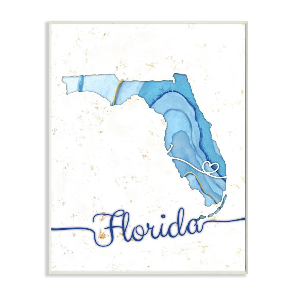Stupell Industries Florida Agate Blue US State Design Wall Plaque by Ziwei Li
