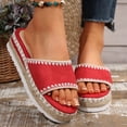 thumbnail image 2 of Rokment Women's Boho Espadrilles Platform Beach Slides Sandals 2026 Summer Casual Ethnic Retro Stitching Suede Open Toe Chunky Footbed Slip on Dress Slippers for Woman Red Size 9, 2 of 7