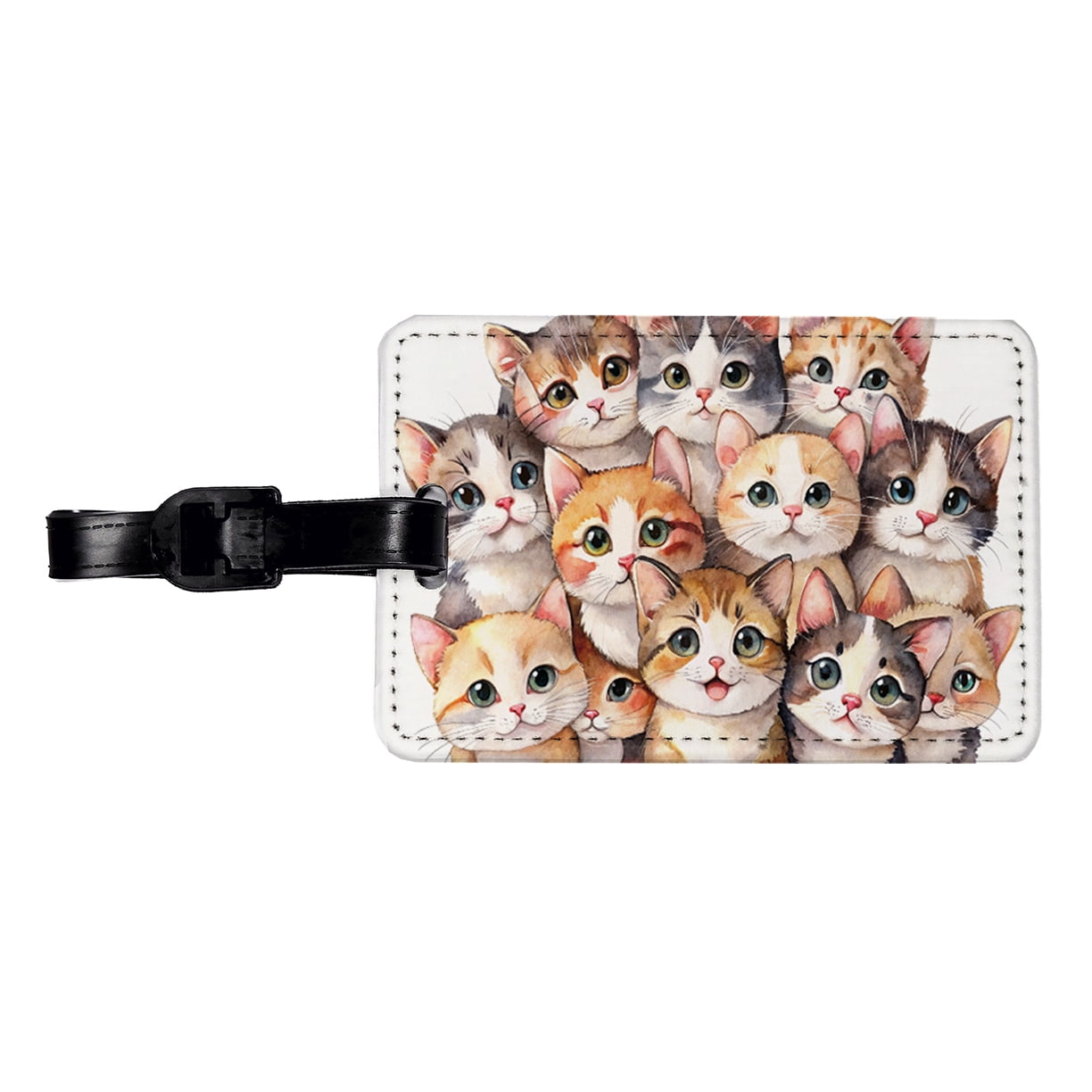 Sweet Munchkin Cats Faux Leather Travel Luggage Tag