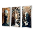 thumbnail image 3 of Designart "Futuristic Fashion Sci-Fi Woman Portrait II" Surrealism Framed Wall Art Set Of 3 - Blue Transitional Frame Canvas Set For Living Room Decor, 3 of 6