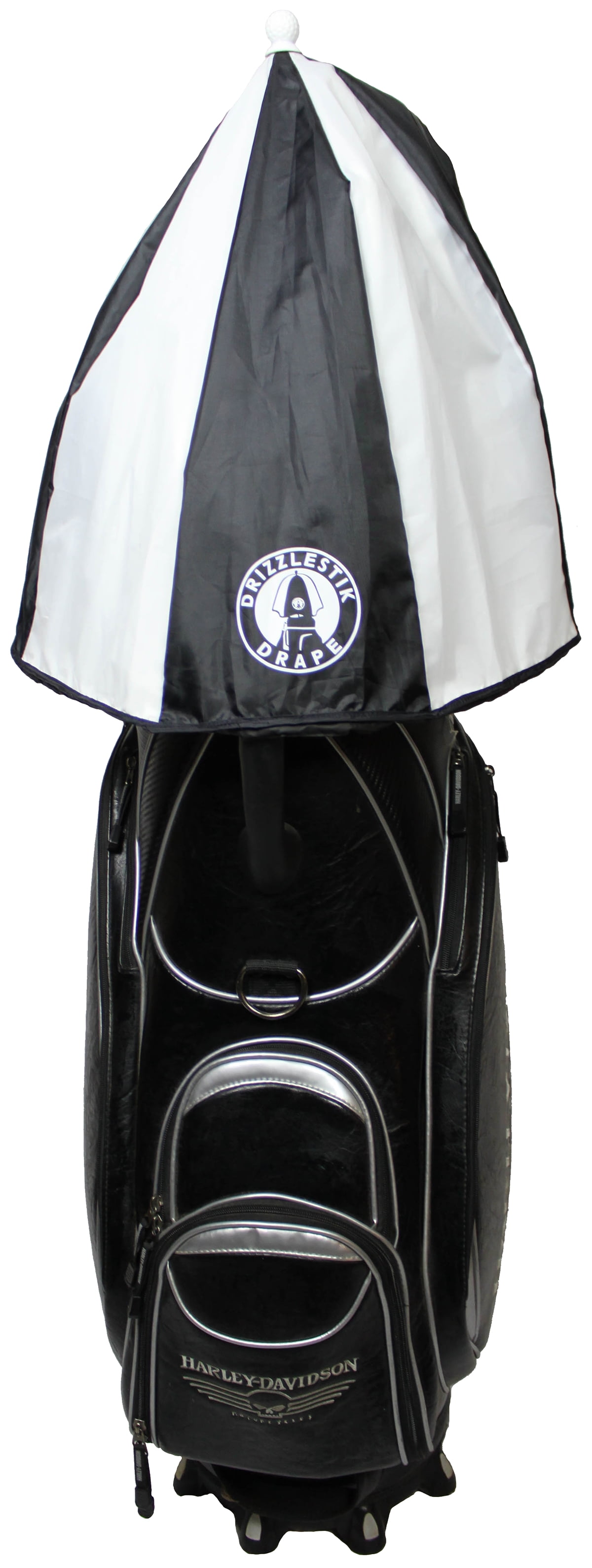 DrizzleStik Drape- Golf Gear Umbrella (Black/White)