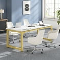 thumbnail image 3 of Tribesigns 70.8” Executive Desk, Large Office Computer Desk with Thicken Frame, Modern Simple Workstation Business Furniture for Home Office, White/Gold, 3 of 7