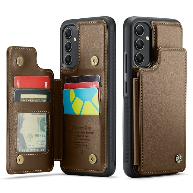 Funda para Samsung Galaxy A54 5G con tarjetero, funda tipo cartera para hombre y mujer con bloqueo RFID, funda de piel resistente con cierre magnético y función atril, a prueba de golpes