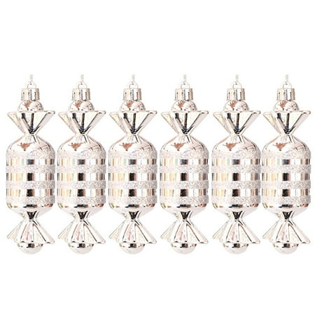 

Hadanceo 6Pcs Christmas Tree Pendants Realistic Looking Vivid Color Lanyard Design Sparkling Fake Electroplating Candy Pendant Party Prop for Shopping Mall