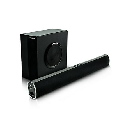 Turcom TS-404 2.1 Channel Stereo HDTV Home Theater Surround Sound Soundbar with Wireless Subwoofer, USB and Bluetooth Connectivity, 160 Watt Total Audio Power Output, (Best Soundbar For Hdtv)