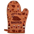 thumbnail image 2 of Let's Get Basted Oven Mitt Funny Thanksgiving Wine Drinking Feast Graphic Kitchen Glove, 2 of 6