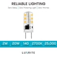 thumbnail image 4 of Luxrite G8 LED Bulb 2W=20W, 120V, 2700K Warm White, 140 Lumens, Silicone Shatterproof 8-Pack, 4 of 5