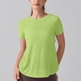 thumbnail image 7 of Yoga Workout Short Sleeve Tees for Women Crewneck Ruched Back Cutout Loose Tunic Tops Lightweight Quick Dry Athletic Shirts Activewear Green, 7 of 7